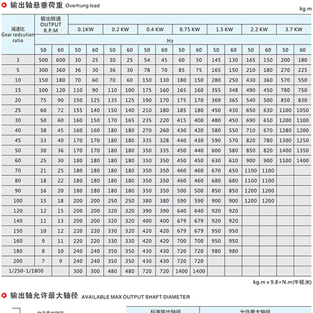 输出轴悬垂荷重
